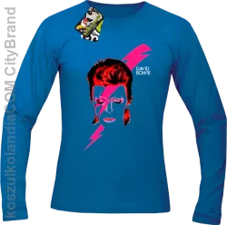 DAVID BOWIE thunder face- longsleeve męski - Niebieski