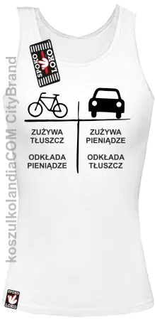 Auto-Rower- Zużywa tłuszcz odkłada pieniądze- Top damski biały 