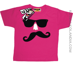 Wąs w okularach z różowym nosem - dziecięca koszulka - różowy