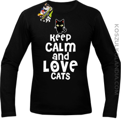 Keep calm and Love Cats Czarny Kot Filuś - Longsleeve męski czarny 