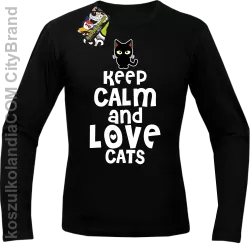 Keep calm and Love Cats Czarny Kot Filuś - Longsleeve męski czarny 