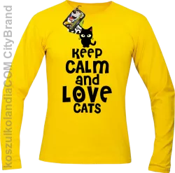 Keep calm and Love Cats Czarny Kot Filuś - Longsleeve męski żółty 