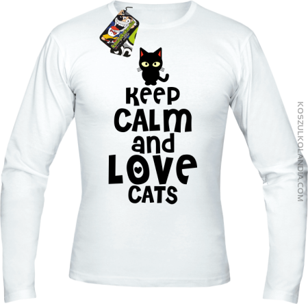 Keep calm and Love Cats Czarny Kot Filuś - Longsleeve męski 