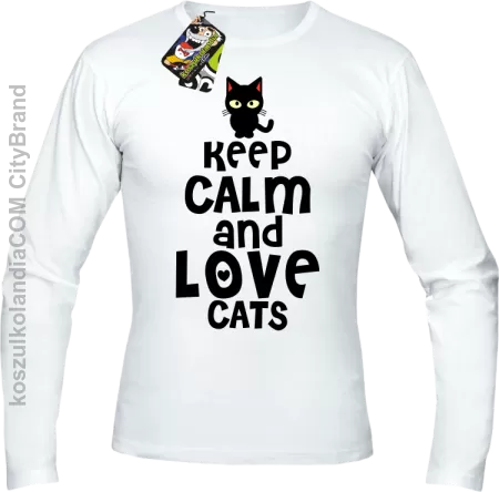 Keep calm and Love Cats Czarny Kot Filuś - Longsleeve męski 