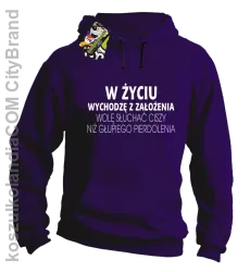 W życiu wychodzę z założenia wolę słuchać ciszy .. - Bluza z kapturem fioletowa 