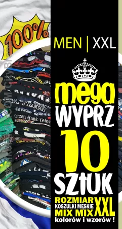 MEGA WYPRZ ! - Koszulki męskie wyprzedaż 10 sztuk XXL mix kolorów i rozmiarów - TYLKO U NAS !