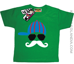 Wąsacz w czapce z daszkiem - koszulka dziecięca - zielony