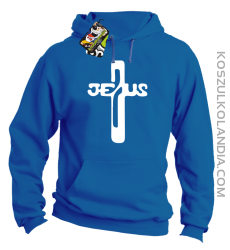 JEZUS w Krzyżu Symbol Vector - Bluza z kapturem - Niebieski