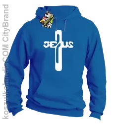 JEZUS w Krzyżu Symbol Vector - Bluza z kapturem - Niebieski