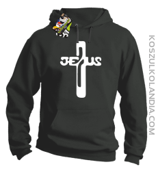 JEZUS w Krzyżu Symbol Vector - Bluza z kapturem - Szary