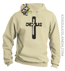 JEZUS w Krzyżu Symbol Vector - Bluza z kapturem - Beżowy