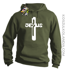 JEZUS w Krzyżu Symbol Vector - Bluza z kapturem - Khaki