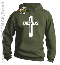 JEZUS w Krzyżu Symbol Vector - Bluza z kapturem - Khaki