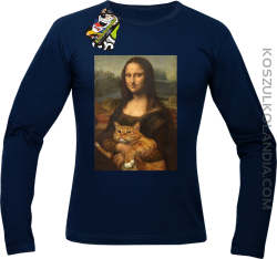 Mona Lisa z kotem - Longsleeve męski granat
