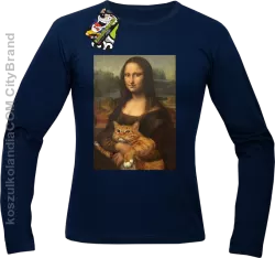 Mona Lisa z kotem - Longsleeve męski granat