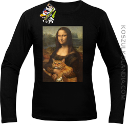 Mona Lisa z kotem - Longsleeve męski czarny 
