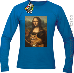 Mona Lisa z kotem - Longsleeve męski niebieski 