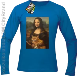 Mona Lisa z kotem - Longsleeve męski niebieski 