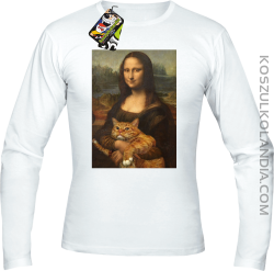 Mona Lisa z kotem - Longsleeve męski biała 