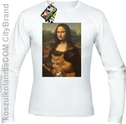 Mona Lisa z kotem - Longsleeve męski biała 