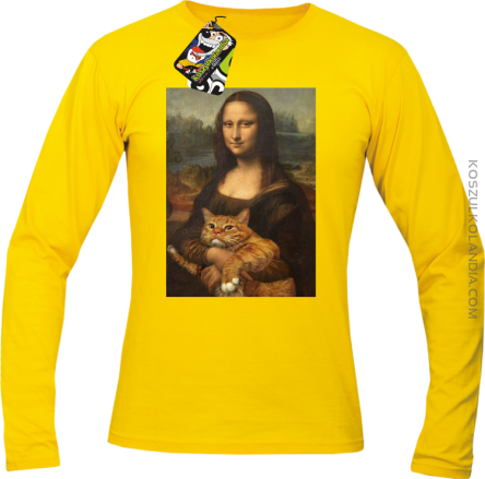 Mona Lisa z kotem - Longsleeve męski żółty 