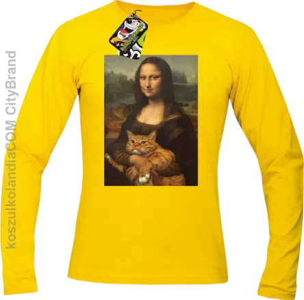 Mona Lisa z kotem - Longsleeve męski żółty 