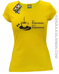 Bez Espresso Mam Depresso - Koszulka damska żółty