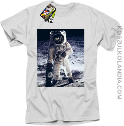 Kosmonauta z deskorolką - koszulka męska biała 