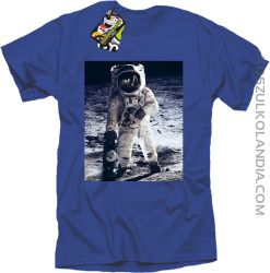 Kosmonauta z deskorolką - koszulka męska niebieska 