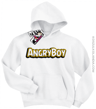 Angryboy - modna dziecięca bluza z kapturem - biały