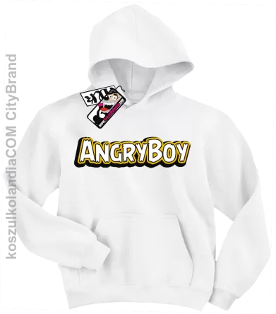 Angryboy - modna dziecięca bluza z kapturem - biały