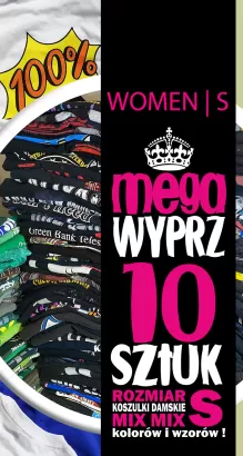 MEGA WYPRZ ! - Koszulki damskie wyprzedaż zestaw 10 sztuk S mix kolorów i rozmiarów - TYLKO U NAS !
