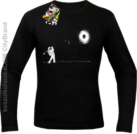 ﻿Astro Golfista na księżycu - Longsleeve męski czarny 