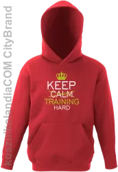 Keep Calm and TRAINING HARD - Bluza dziecięca z kapturem czerwona 