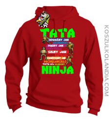 Tata Odważny jak Leonardo Żółwie NINJA Turtles - Bluza męska z kapturem czerwona 