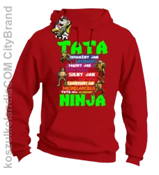 Tata Odważny jak Leonardo Żółwie NINJA Turtles - Bluza męska z kapturem czerwona 