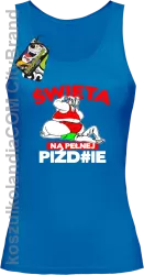 Święta na pełnej Piź#zie - Top damski niebieski