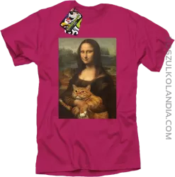 Mona Lisa z kotem - Koszulka męska fuchsia 