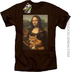 Mona Lisa z kotem - Koszulka męska brąz 