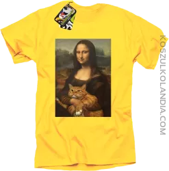 Mona Lisa z kotem - Koszulka męska żółta 