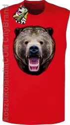 Miś Grizzly Real Foto - bezrękawnik męski TANK TOP - Czerwony