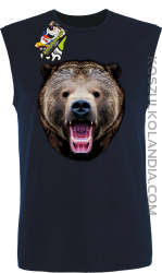 Miś Grizzly Real Foto - bezrękawnik męski TANK TOP - Granatowy