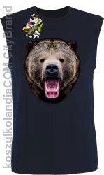 Miś Grizzly Real Foto - bezrękawnik męski TANK TOP - Granatowy