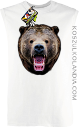 Miś Grizzly Real Foto - bezrękawnik męski TANK TOP - Biały