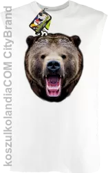 Miś Grizzly Real Foto - bezrękawnik męski TANK TOP - Biały