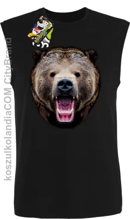 Miś Grizzly Real Foto - bezrękawnik męski TANK TOP - Czarny