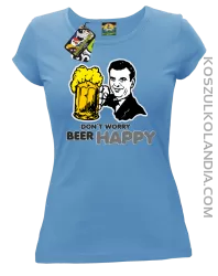 DON'T WORRY BEER HAPPY - Koszulka damska błękit