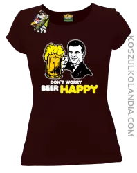 DON'T WORRY BEER HAPPY - Koszulka damska brąz