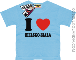 I love Bielsko-Biała - dziecięca koszulka z nadrukiem - błękitny