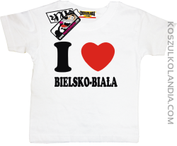 I love Bielsko-Biała - dziecięca koszulka z nadrukiem - biały